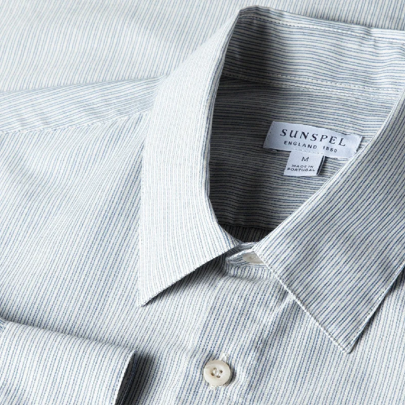 Sunspel Cotton Cashmere Shirt Light Blue / White