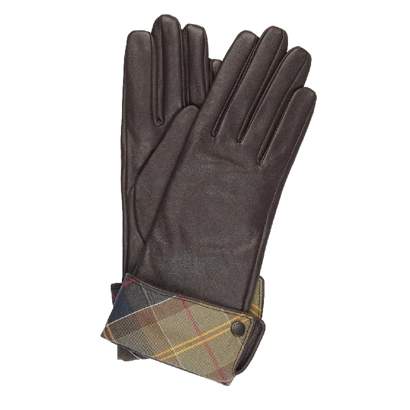 Barbour Womens Lady Jane Leather Gloves Chocolate Classic