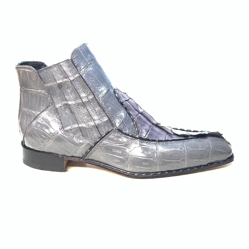 Mauri 4880 Grey Genuine Baby Crocodile / Hornback Tail Hand Painted Boots