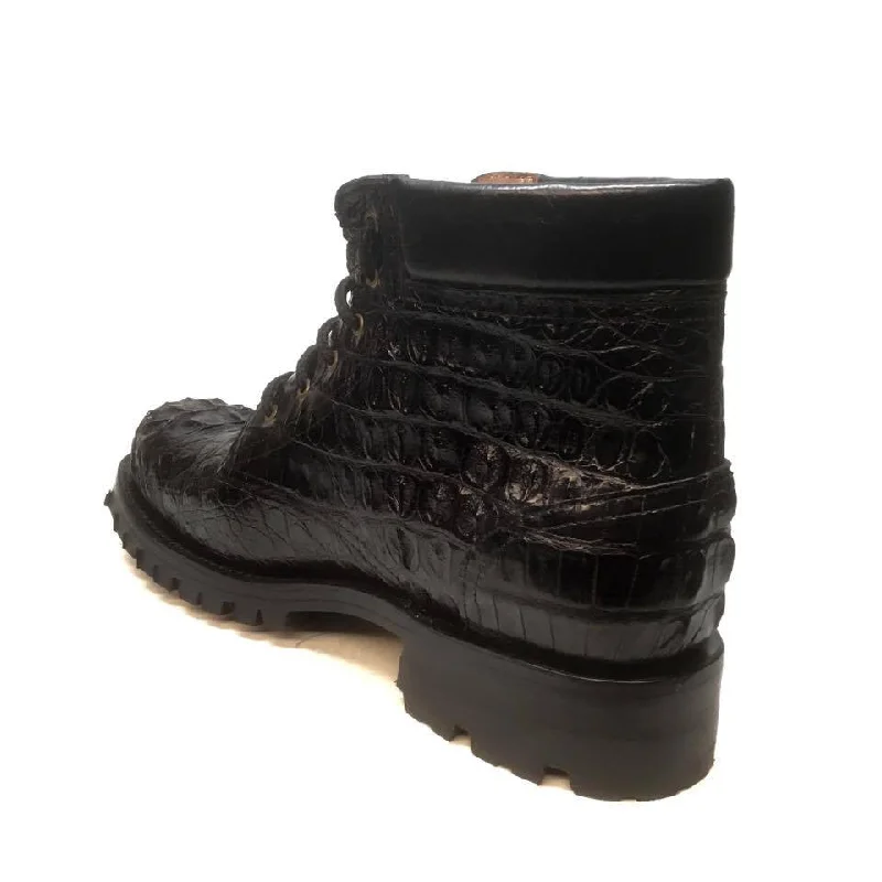 Safari Black All-Over Crocodile Horn-back Boots