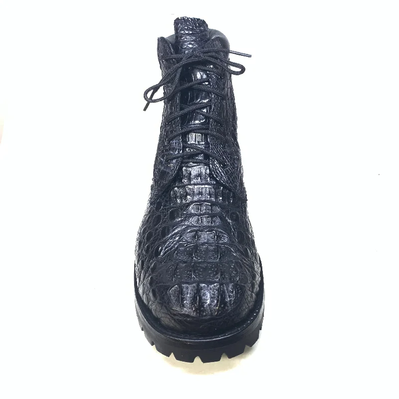 Safari Black All-Over Crocodile Horn-back Boots