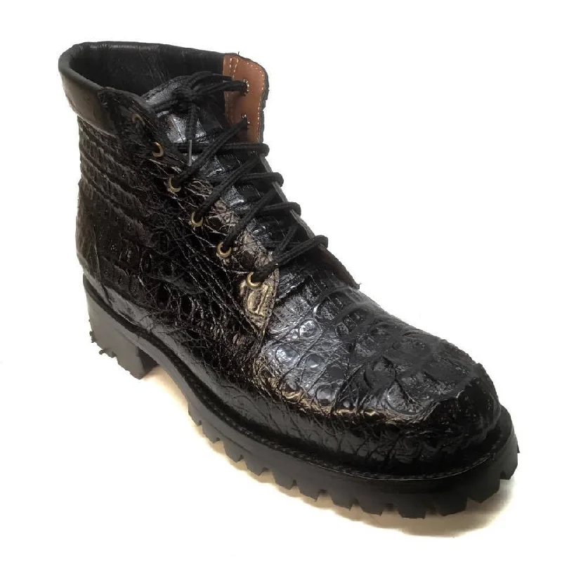 Safari Black All-Over Crocodile Horn-back Boots