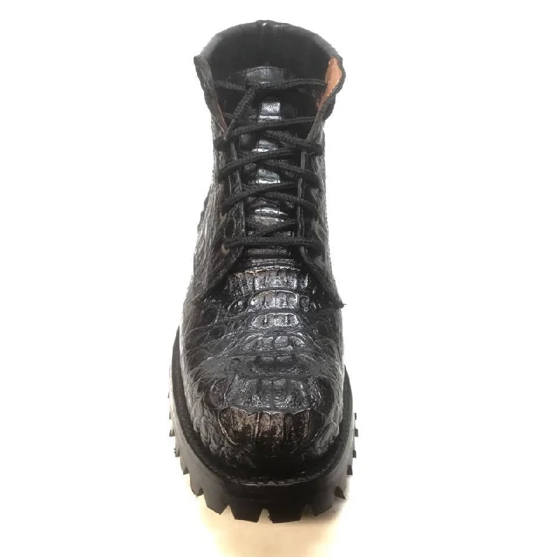 Safari Black All-Over Crocodile Horn-back Boots