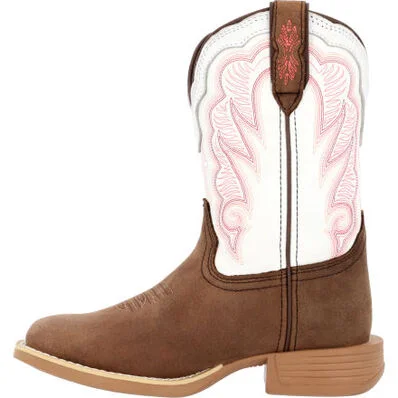 DURANGO LIL REBEL PRO BIG KID'S TRAIL BROWN AND WHITE WESTERN BOOT STYLE DBT0242Y