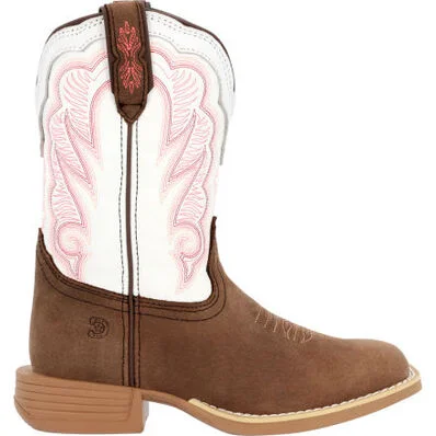 DURANGO LIL REBEL PRO BIG KID'S TRAIL BROWN AND WHITE WESTERN BOOT STYLE DBT0242Y