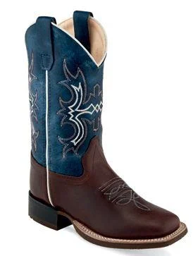 Jama Old West Wipe Out Blue Shaft Brown Foot Cowboy Boots Style BSC1914