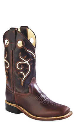 Jama Boys Brown Swirl Western Cowboy Square Toe Boots Style BSY1807