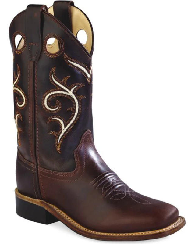 Jama Boys Brown Swirl Western Cowboy Square Toe Boots Style BSY1807