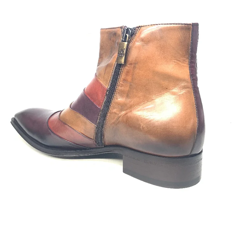 Jo Ghost Brown Three-tone Layered Leather Ankle Boots