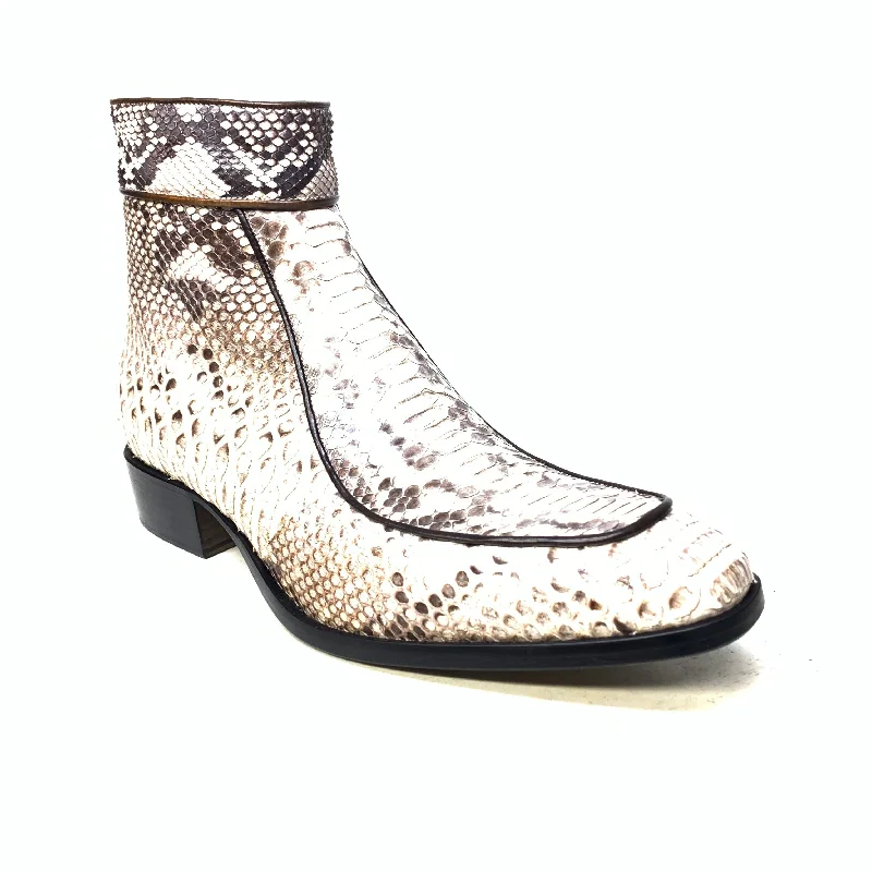 Jo Ghost Natural Python Zipper Ankle Boots