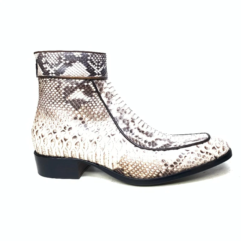 Jo Ghost Natural Python Zipper Ankle Boots