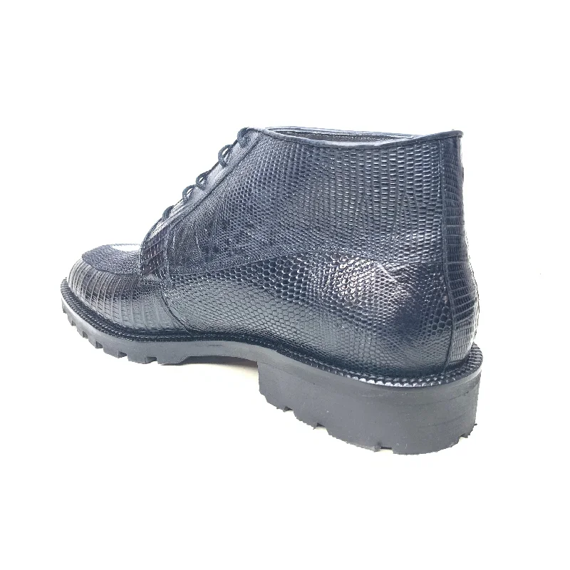 Los Altos Navy Blue Stingray Lizard Lace Up Ankle Boots