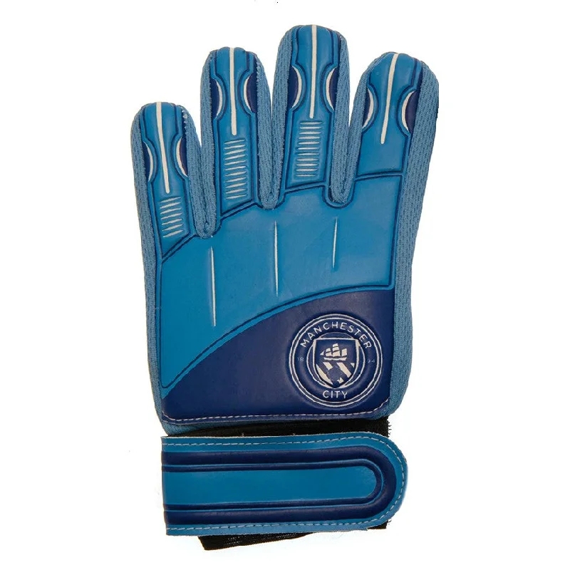 Manchester City FC Childrens/Kids Delta Crest Goalkeeper Gloves