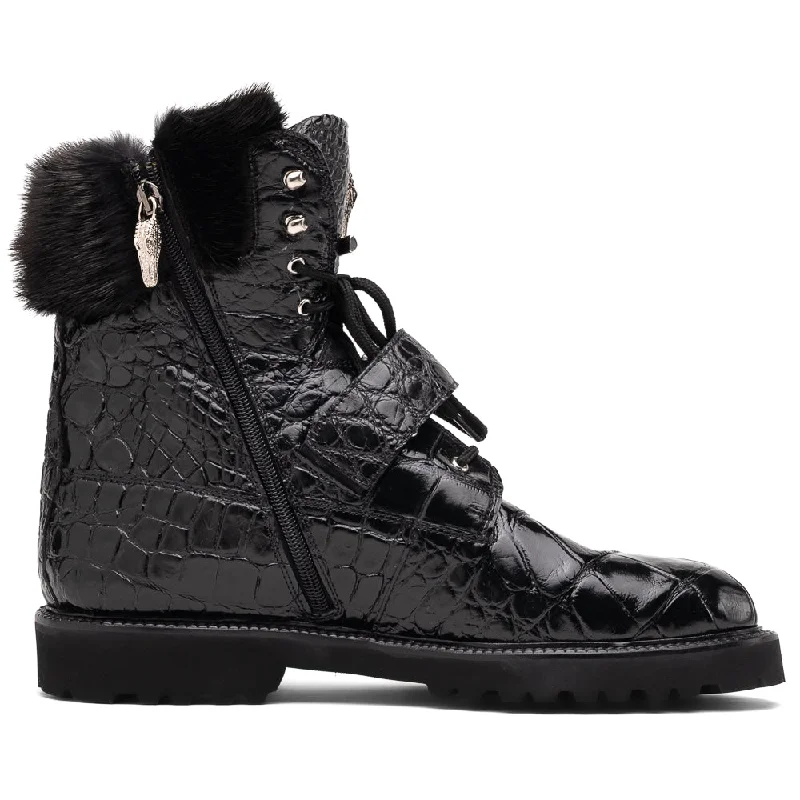 Mauri 3240 Smoke Alligator/ Mink/ Nappa Boots Black