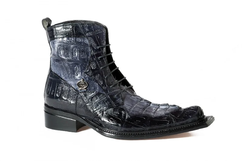 Mauri - 42742 Black/Grey Baby Croc & Hornback Tail Boots