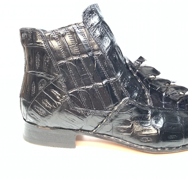 Mauri 4880 Charcoal Grey Genuine Baby Crocodile / Hornback Tail Hand Painted Boots