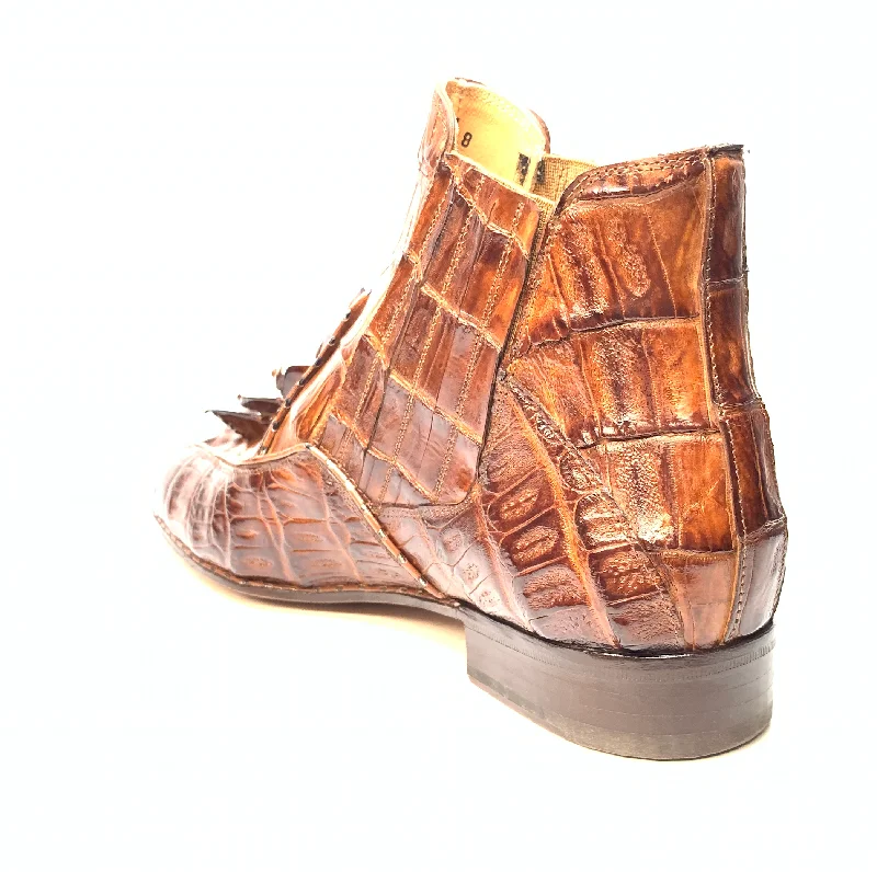 Mauri 4880 Cognac Genuine Baby Crocodile / Hornback Tail Hand Painted Boots