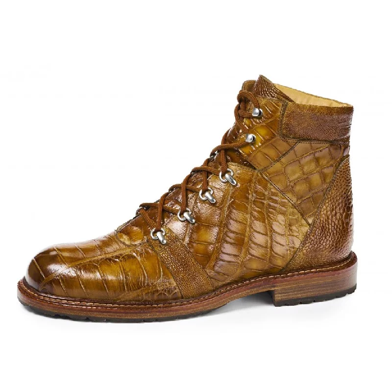 Mauri 4929 Cognac Path Finder Alligator/Ostrich Leg Boots