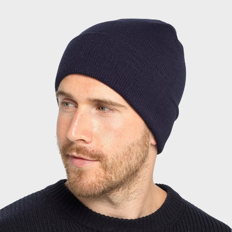 Mens Navy Knitted Hat