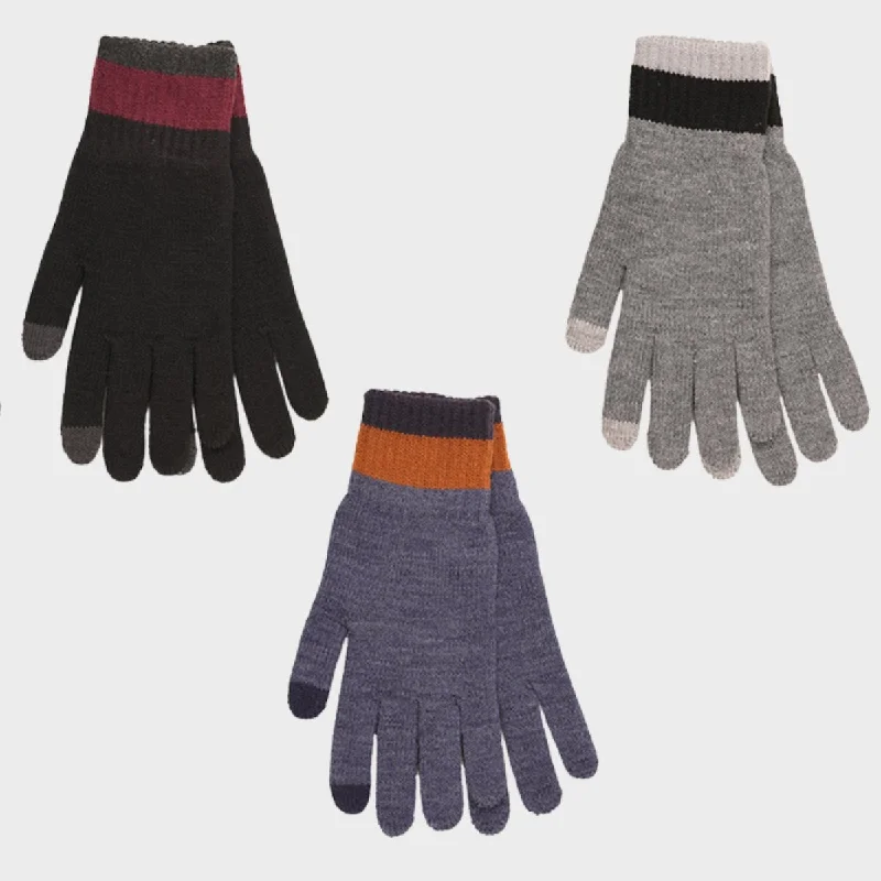 Men's Striped Touch Screen Gloves