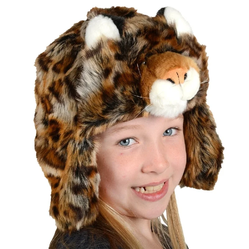 Novelty Leopard Faux Fur Childrens Winter Trapper Hat