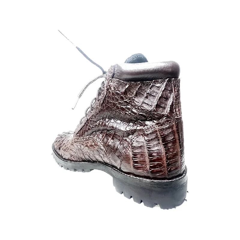 Safari Chocolate Brown All-Over Horn-back Combat Boots