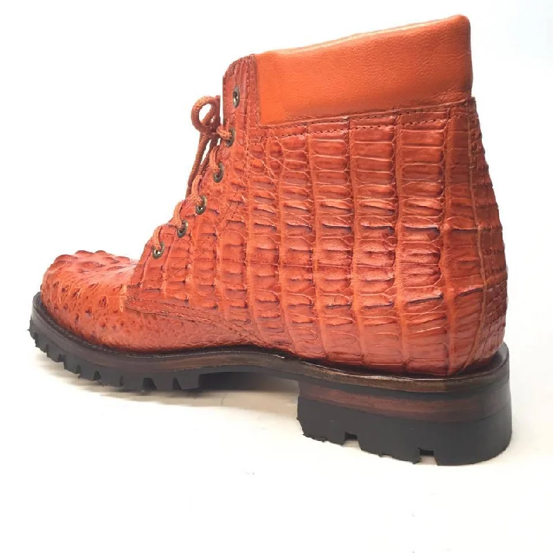 Safari Cognac Exotic Men's All-Over Hornback Combat Boots