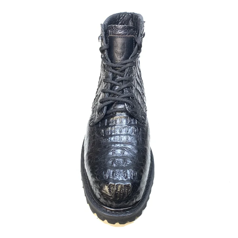 Vestigium Black Hornback Crocodile Combat Boots