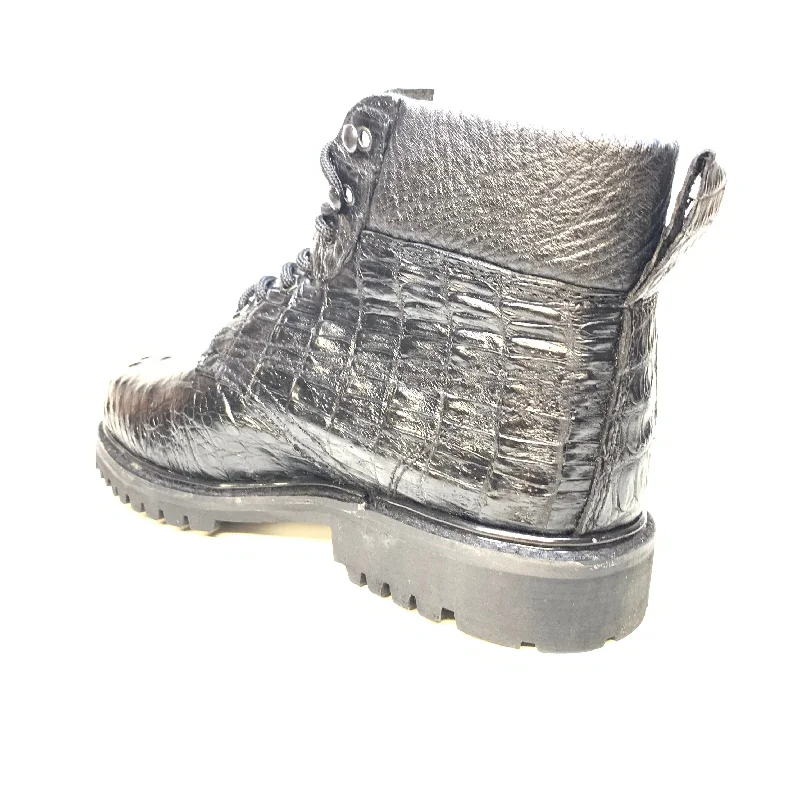 Vestigium Black Hornback Crocodile Combat Boots