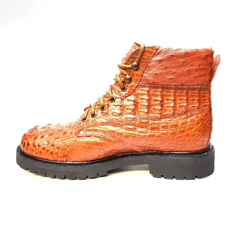 Vestigium Cognac Hornback Crocodile Combat Boots