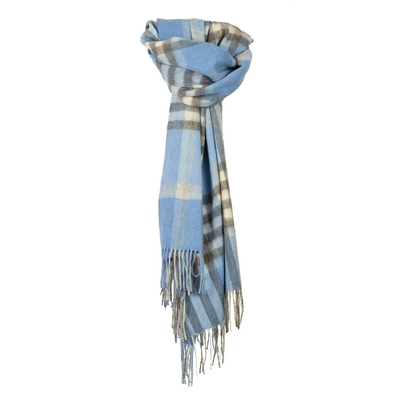 90/10 Tartan Cashmere Blanket Scarf  Blue