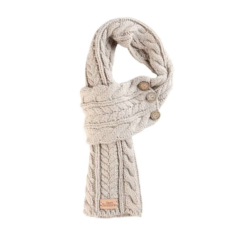 Aran Cable Button Wrap Scarf