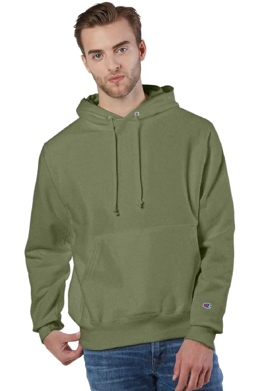 Champion Mens Shrink Resistant Hooded Sweatshirt Hoodie - Fresh Olive Green