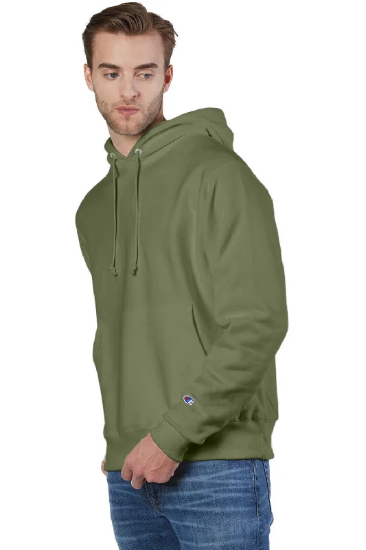 Champion Mens Shrink Resistant Hooded Sweatshirt Hoodie - Fresh Olive Green