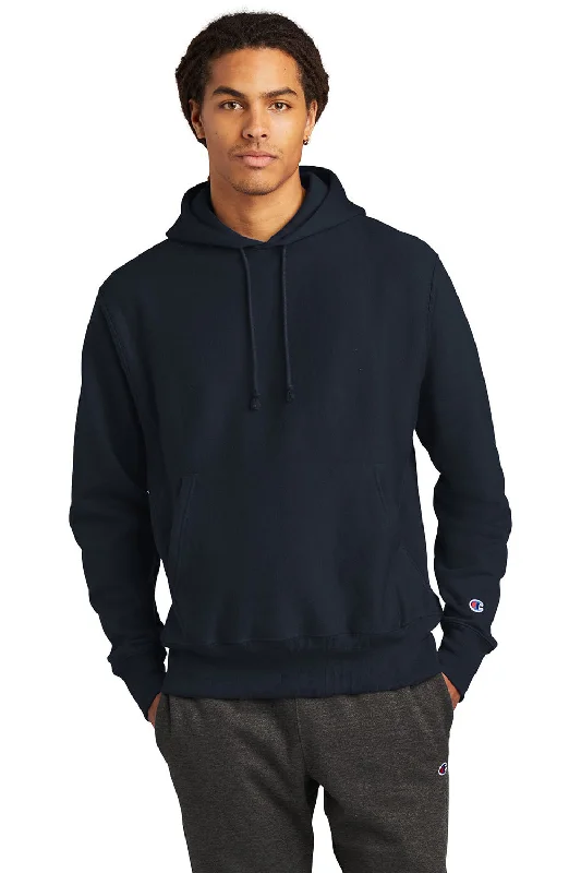 Champion Mens Shrink Resistant Hooded Sweatshirt Hoodie - Navy Blue