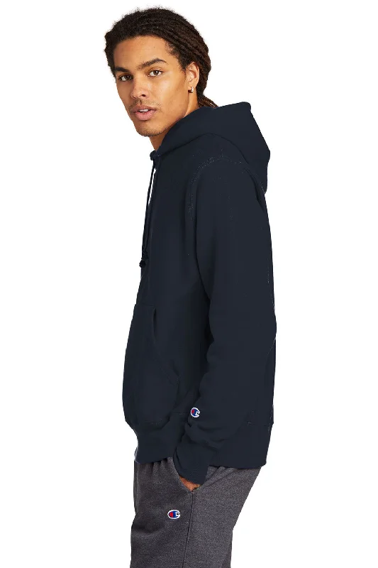 Champion Mens Shrink Resistant Hooded Sweatshirt Hoodie - Navy Blue