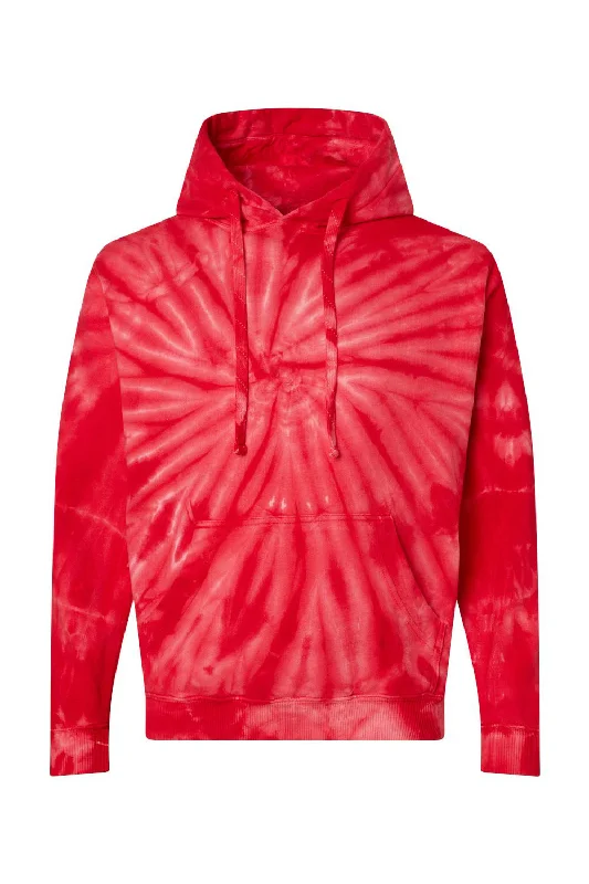 Dyenomite Mens Cyclone Tie Dyed Hooded Sweatshirt Hoodie - Red - NEW