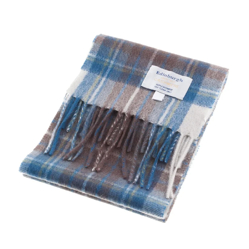 Edinburgh Cashmere Mini Scarf  Stewart Muted Blue