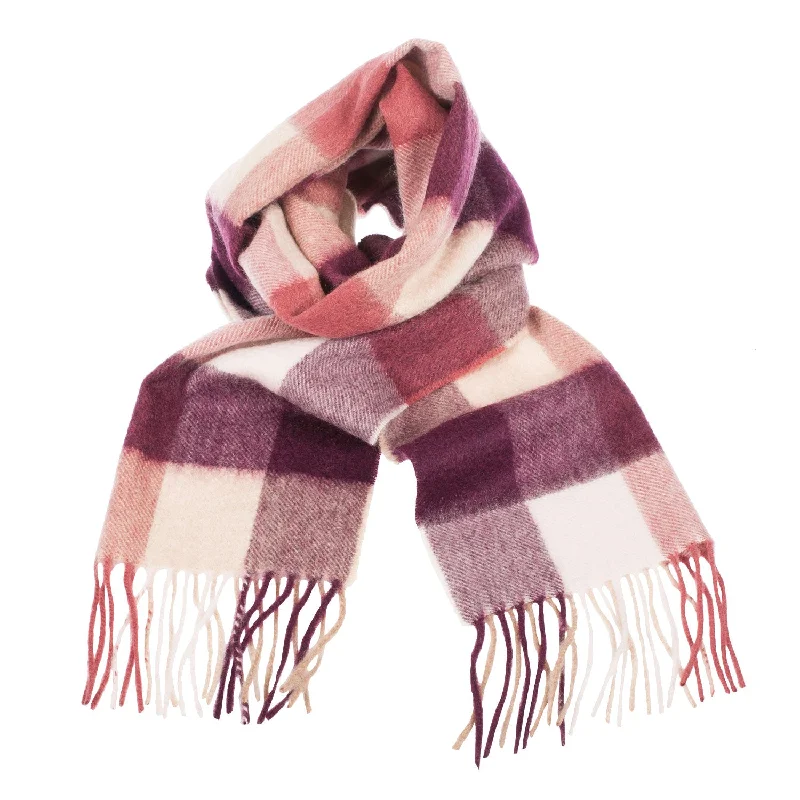 Edinburgh Cashmere Scarf  5 Square Tartan - Burgundy