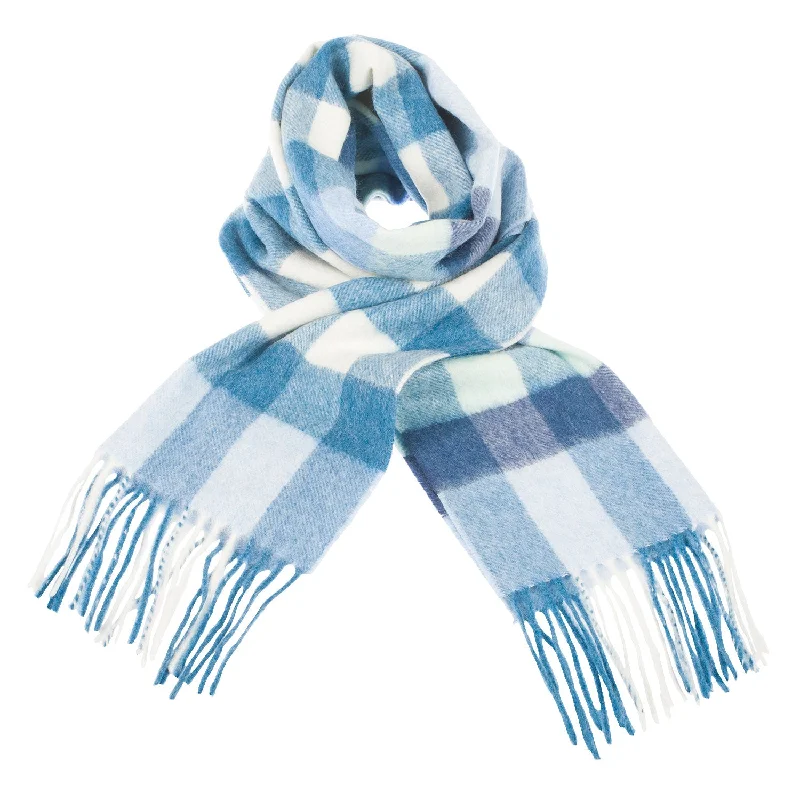 Edinburgh Cashmere Scarf  Giant Chequer - Pacific White