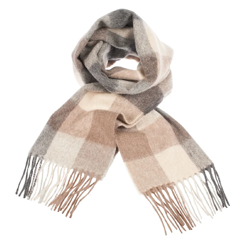 Edinburgh Cashmere Scarf  5 Square Tartan - Brown/Black