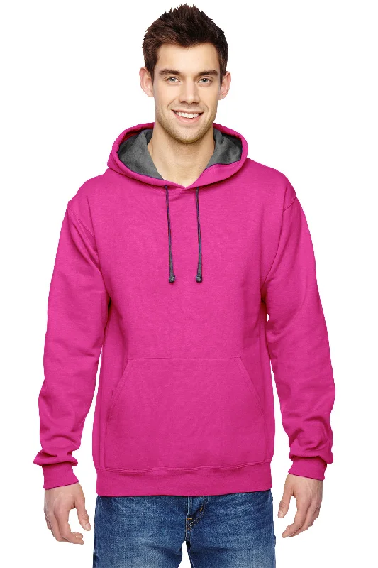 Fruit Of The Loom Mens Softspun Hooded Sweatshirt Hoodie - Cyber Pink