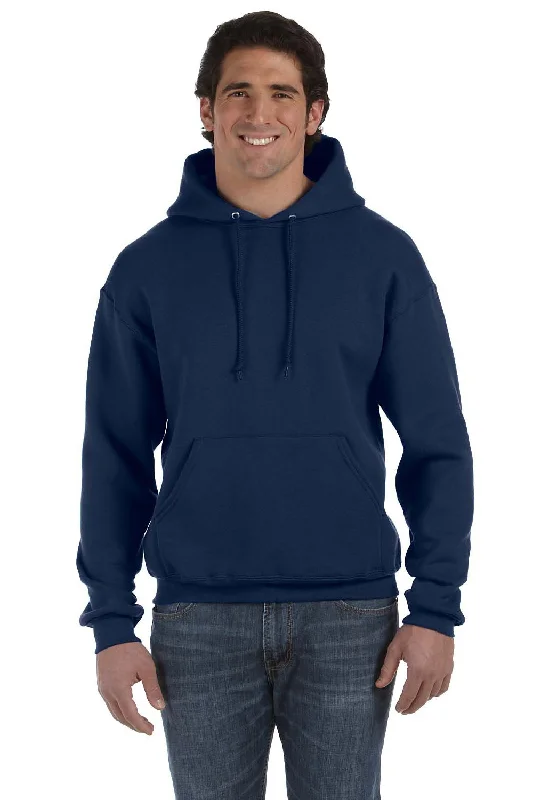 Fruit Of The Loom Mens Supercotton Fleece Hooded Sweatshirt Hoodie - Navy Blue