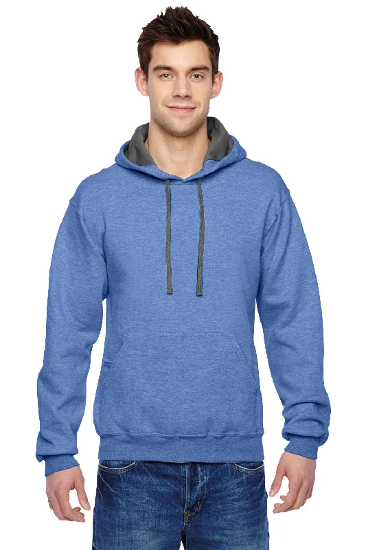 Fruit Of The Loom Mens Softspun Hooded Sweatshirt Hoodie - Heather Carolina Blue