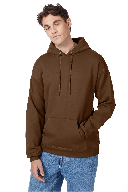 Hanes Mens EcoSmart Print Pro XP Pill Resistant Hooded Sweatshirt Hoodie - Army Brown