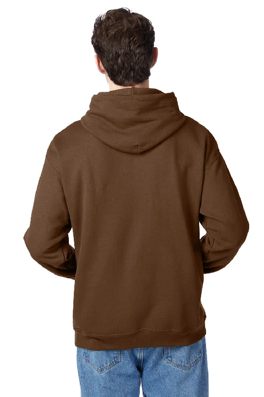 Hanes Mens EcoSmart Print Pro XP Pill Resistant Hooded Sweatshirt Hoodie - Army Brown