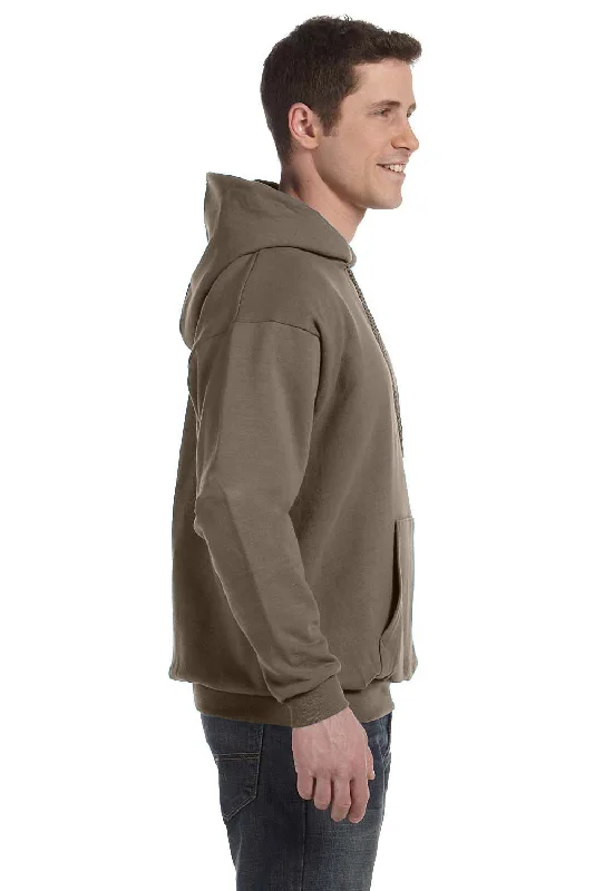 Hanes Mens EcoSmart Print Pro XP Pill Resistant Hooded Sweatshirt Hoodie - Army Brown