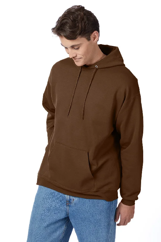 Hanes Mens EcoSmart Print Pro XP Pill Resistant Hooded Sweatshirt Hoodie - Army Brown