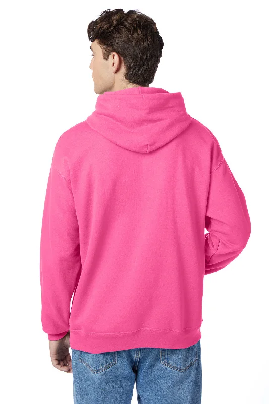 Hanes Mens EcoSmart Print Pro XP Pill Resistant Hooded Sweatshirt Hoodie - Safety Pink