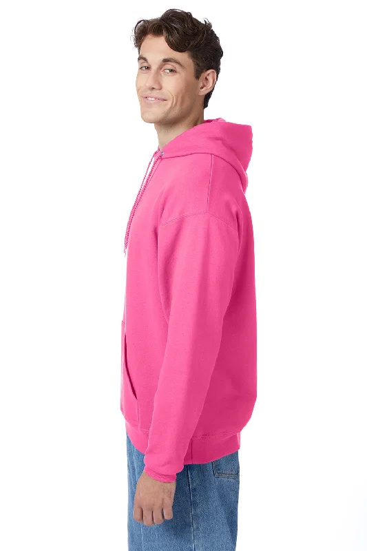 Hanes Mens EcoSmart Print Pro XP Pill Resistant Hooded Sweatshirt Hoodie - Safety Pink